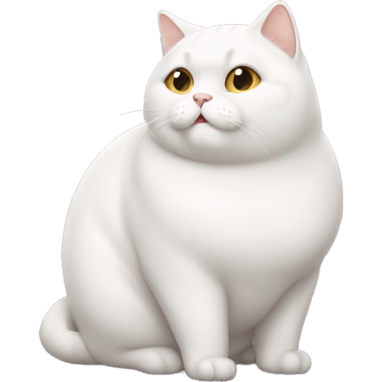 chubby white cat with a belly emoji