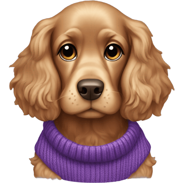 Cocker spaniel in purple sweater emoji