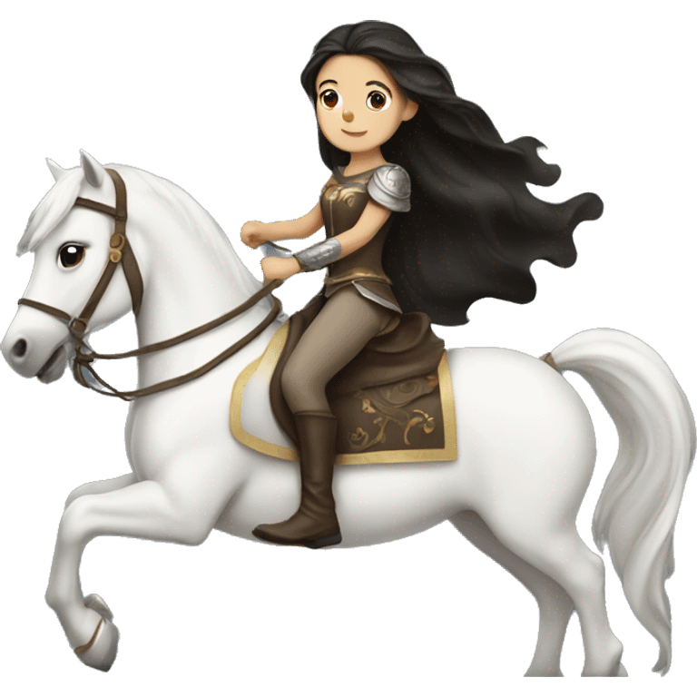 Dark haired princess riding a white horse emoji