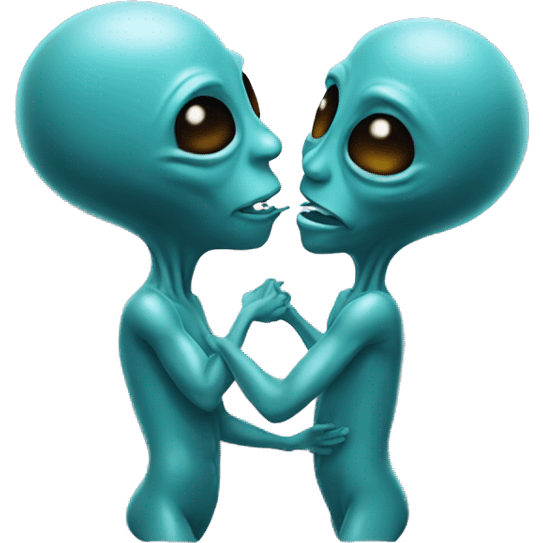 Two aliens kissing each other  emoji