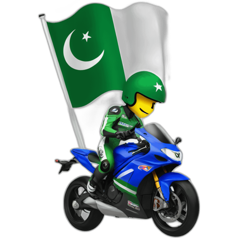 supersport motorcycle guy helmet holding pakistan flag racing emoji