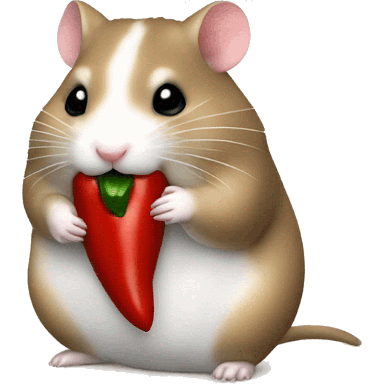 A hamster eating chili pepper emoji