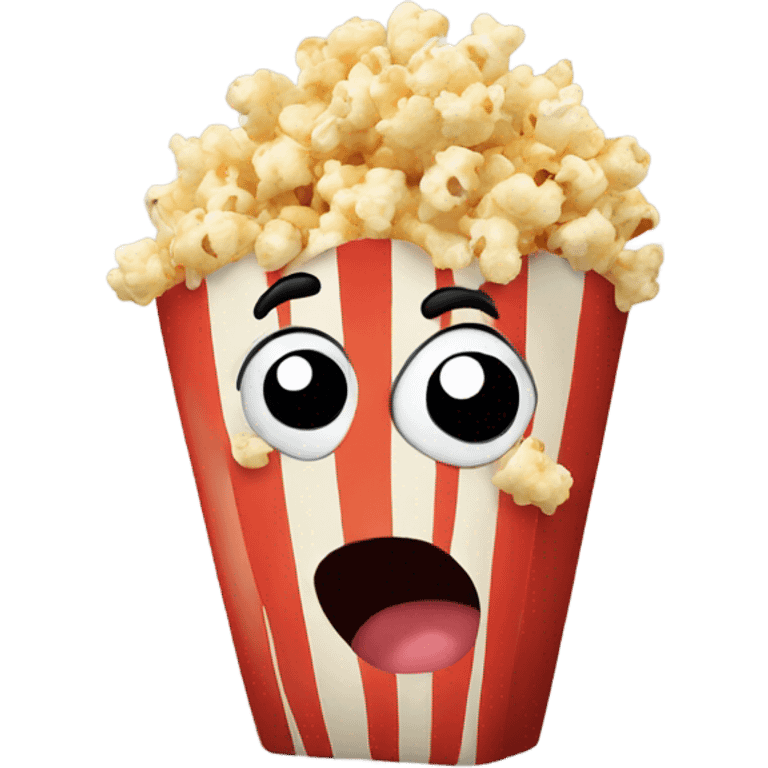 Cartoon popcorn with funny face, emoji style emoji