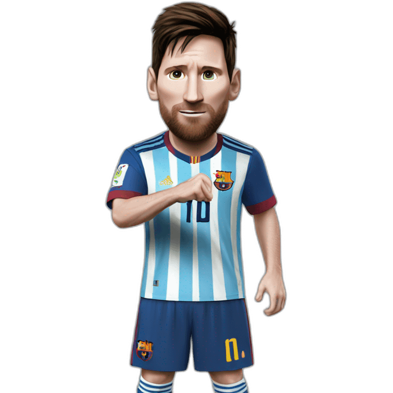 Messi Show the hand emoji