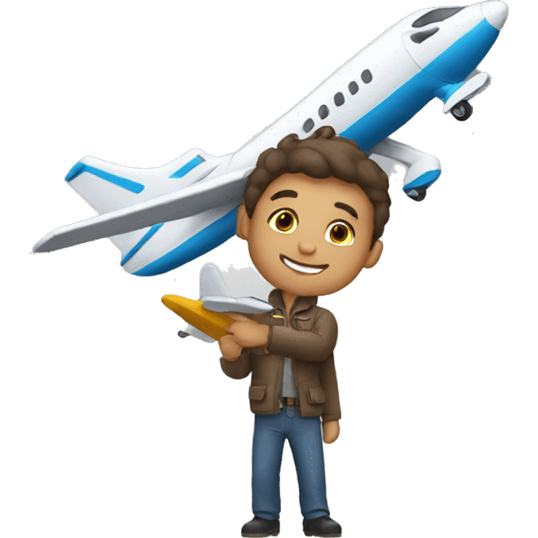 man holding small plane emoji