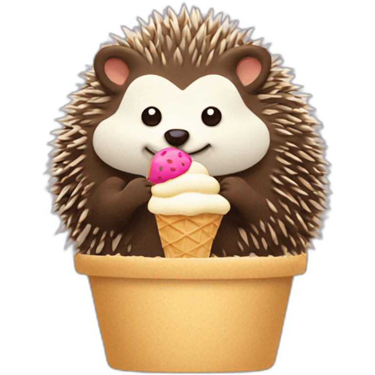 Hedgehog eating ice-cream  emoji