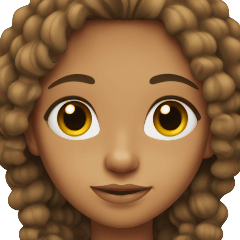 Girl with tan skin, brown eyes and hair emoji