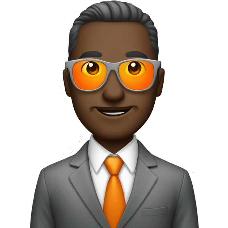 Hombre con traje de mandarina y gafas emoji