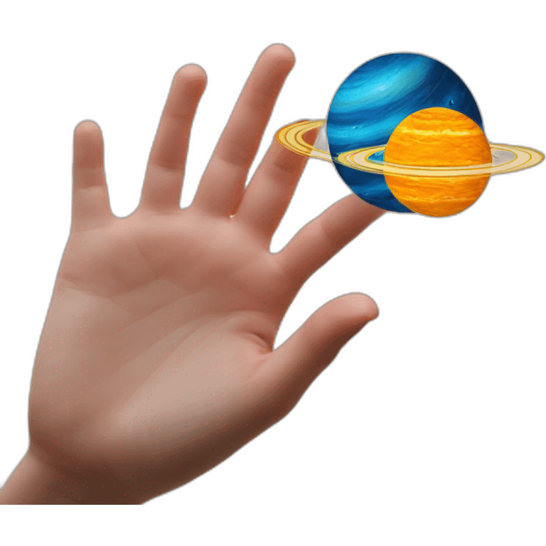 Solar system in baby hand emoji