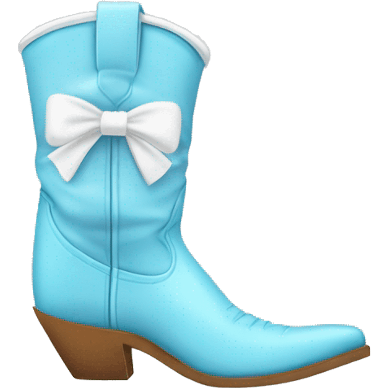 Light blue cowboy boots with white bow emoji