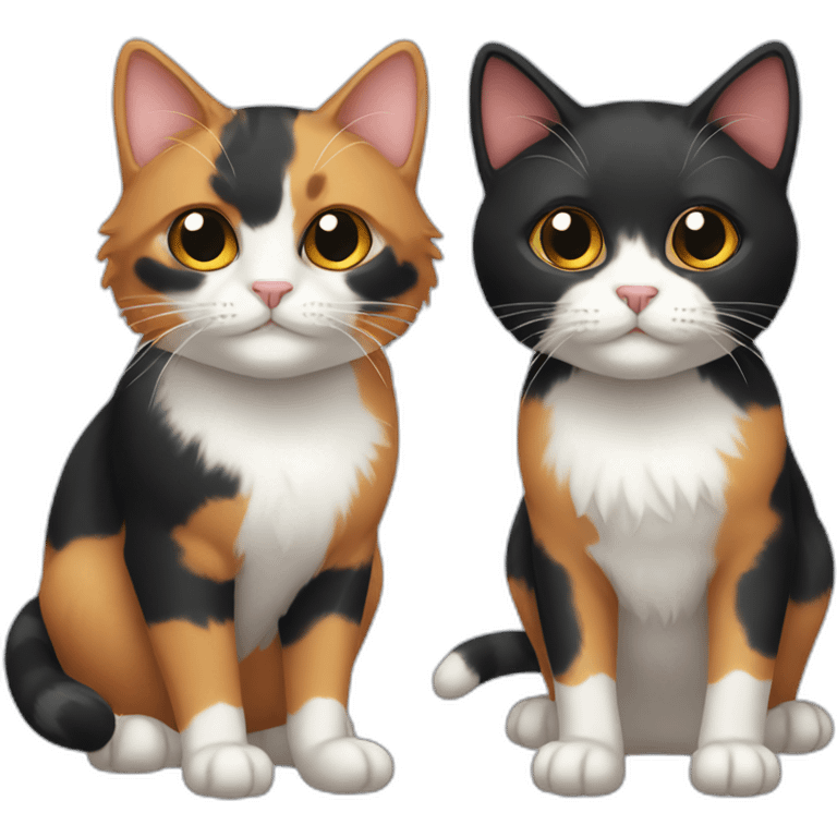 calico cat and black male cat emoji