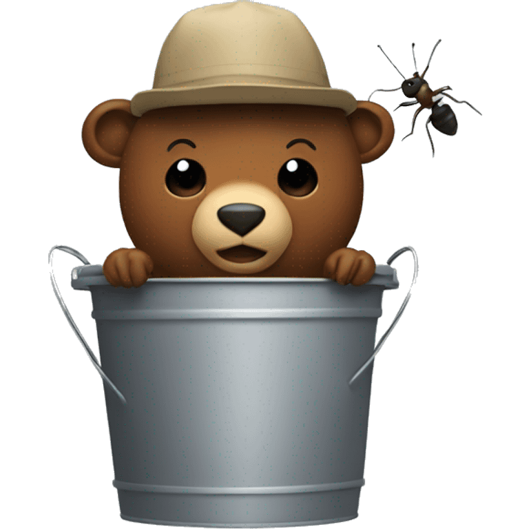 ant riding a bear with a bucket hat on emoji