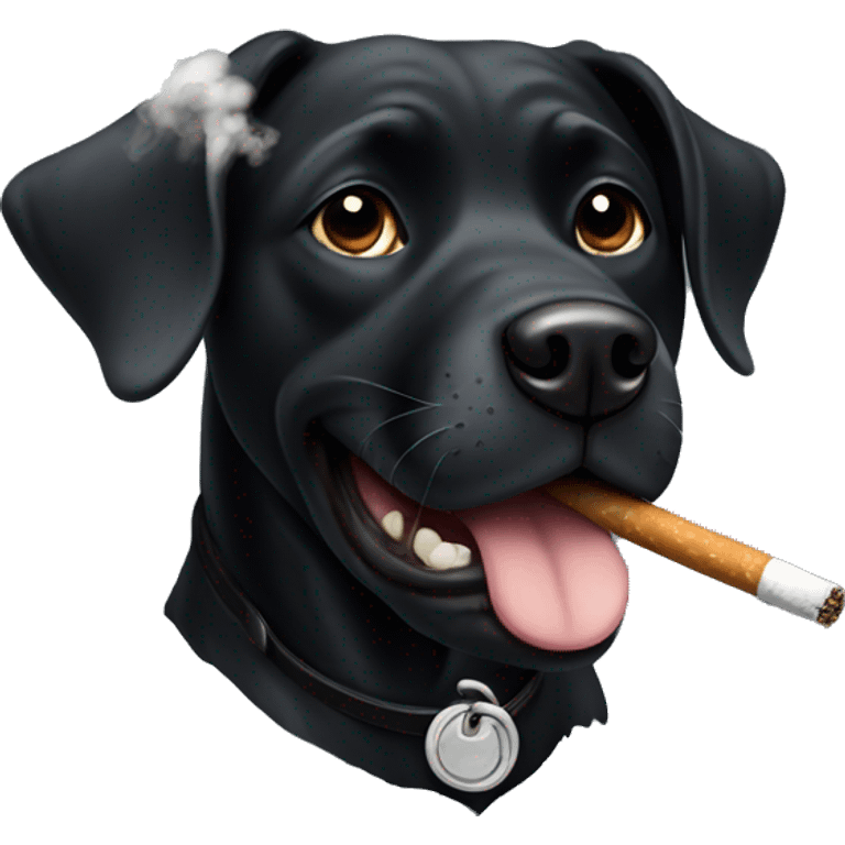 Black dog smoking  emoji