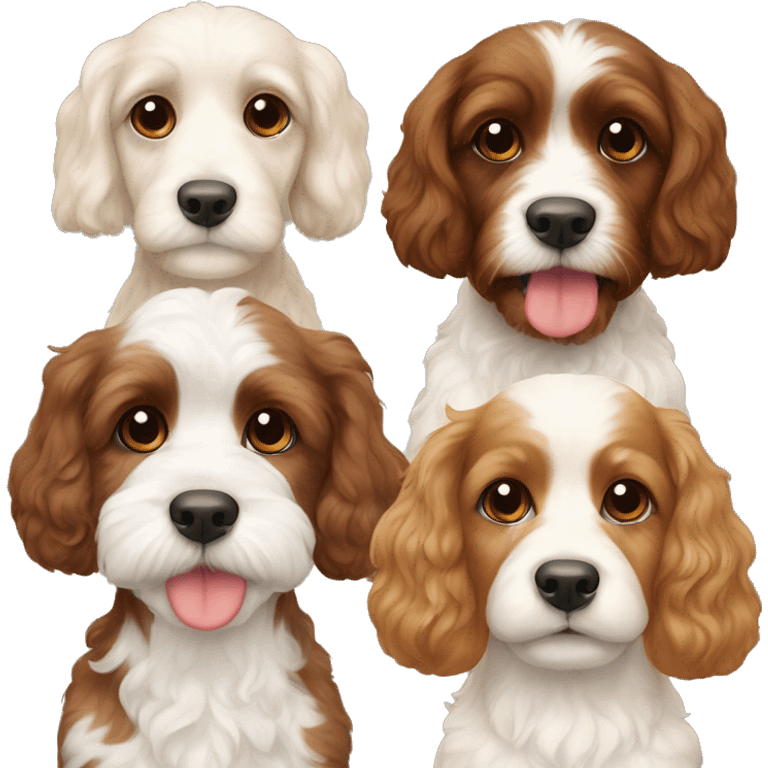 3 cavoodles one red/brown, one white and one cream emoji