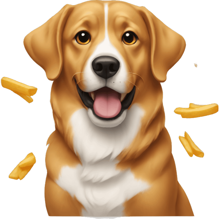 Dog eating French fries emoji