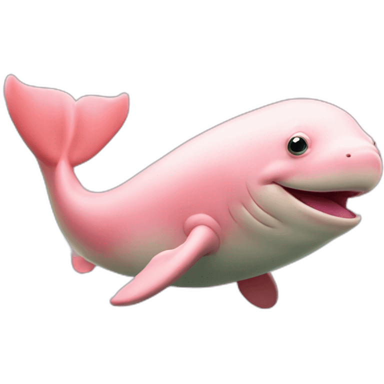 Pink beluga whale with the face of a frog emoji