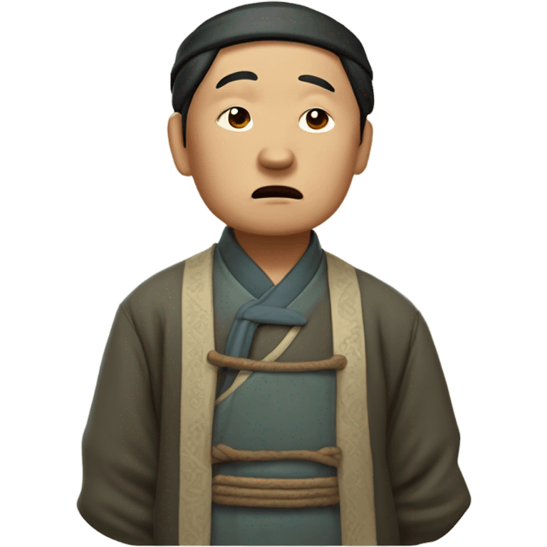 photorealistic sad Chinese peasant 1960s emoji