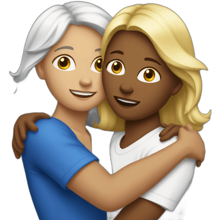 two White women With haïr brown have a Hug to réconfort them  emoji