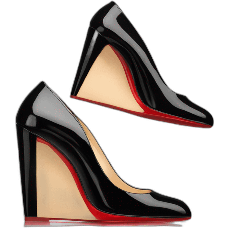 One WEDGE heel LOUBOUTIN black leather PATENT emoji