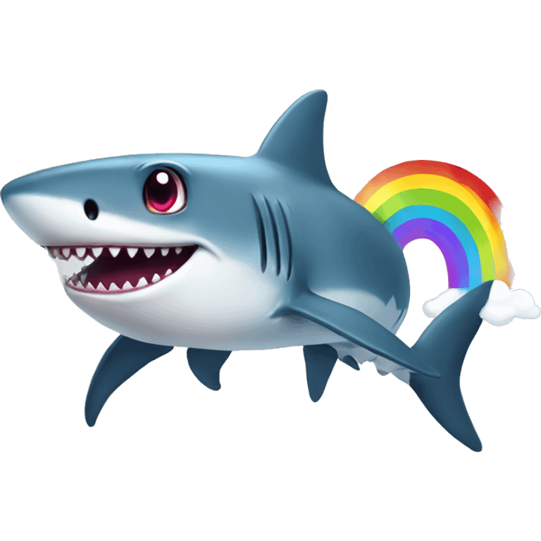 shark with heart eyes and throw up rainbow emoji