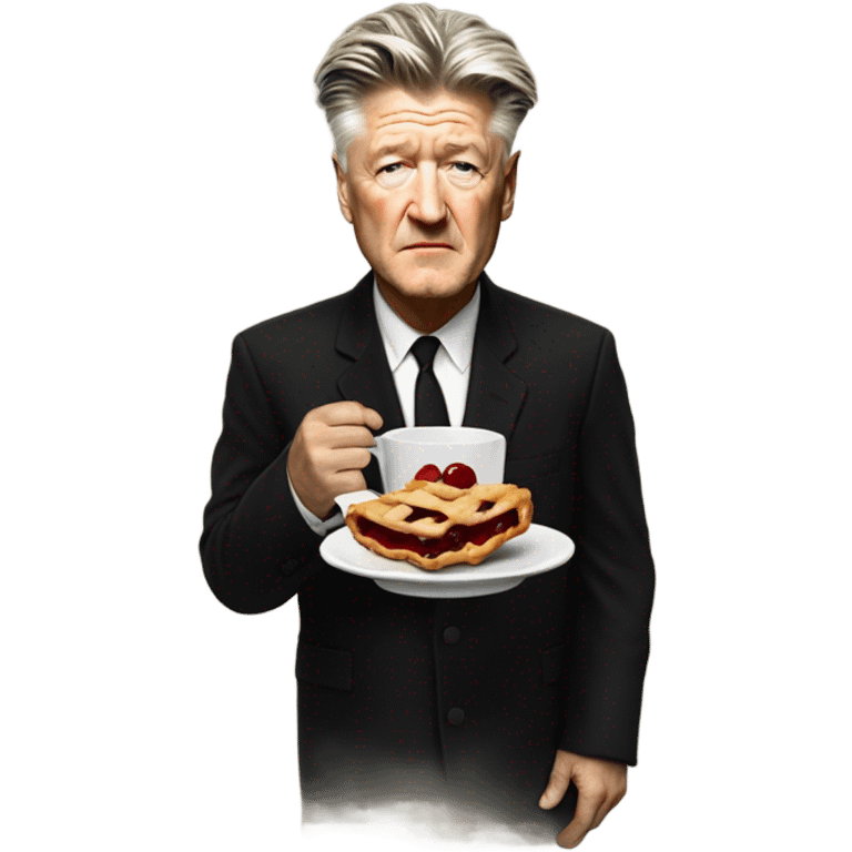 david lynch with coffee and cherry pie emoji