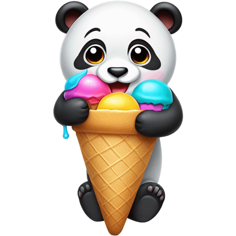 Panda eating ice cream emoji