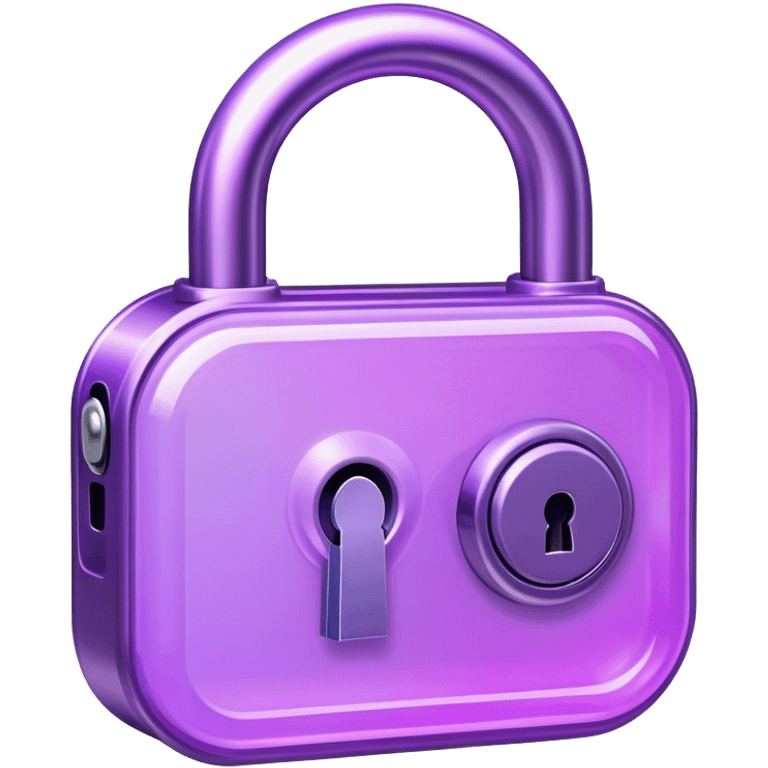 Holographic and glassmorphic purple lock emoji
