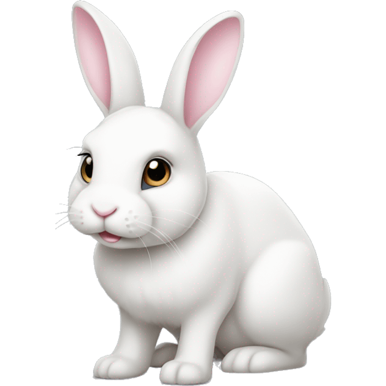 A cute white bunny with a light pink nose emoji