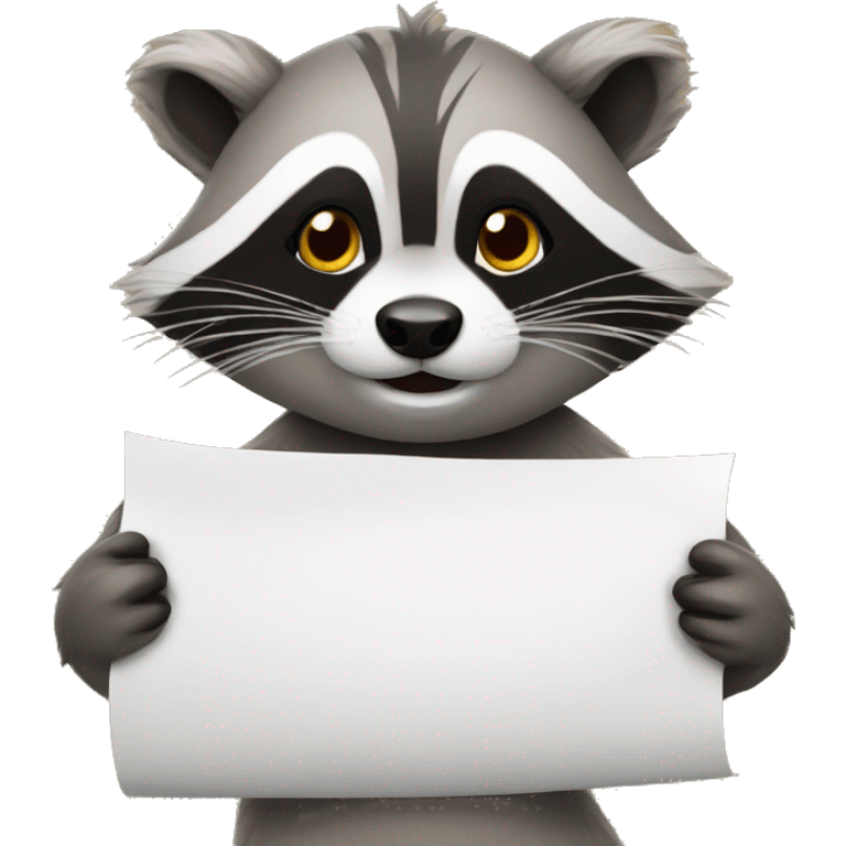 Raccon holding paper writed number 2 emoji