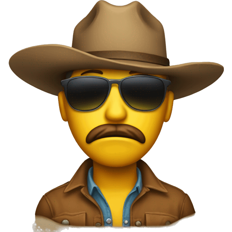 sad face emoji with cowboy hat and sunglasses emoji