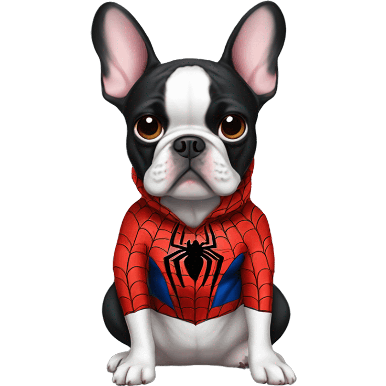 French bulldog black with spiderman clothes  emoji