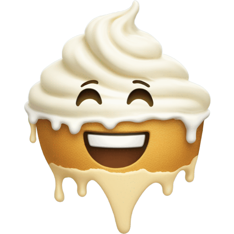 happy face with splashed vanilla ice cream on face emoji