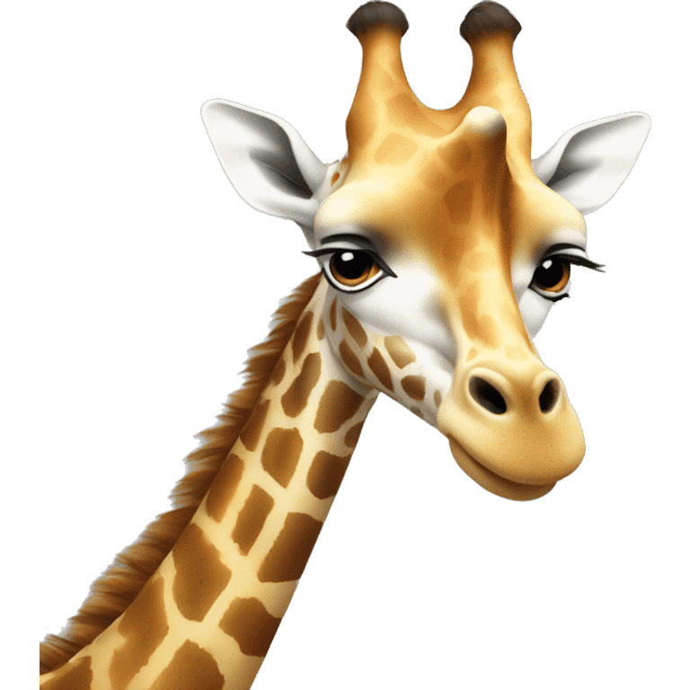 A giraffe cleaning it ear with it tongue emoji