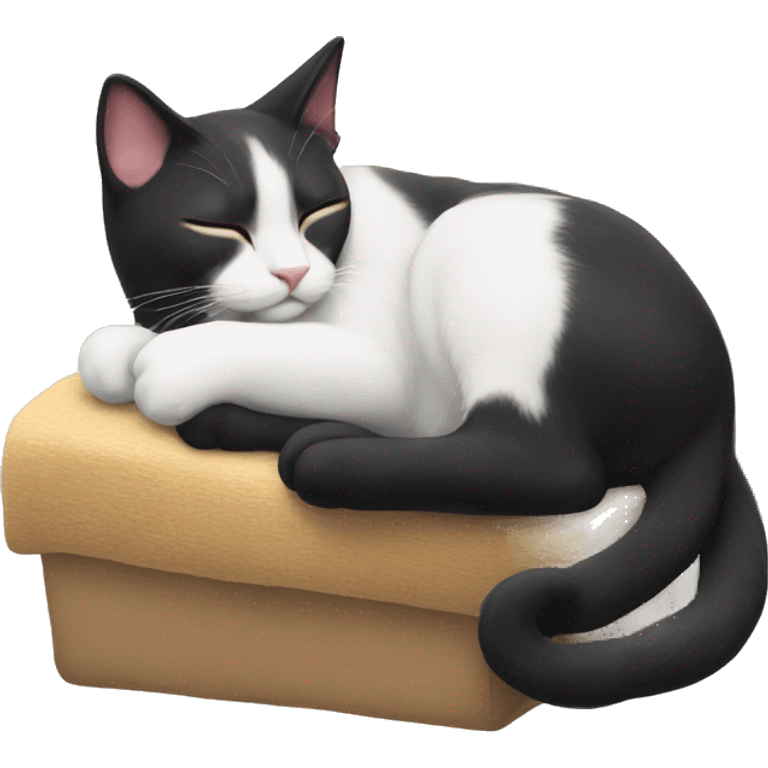 Tuxedo cat sleeping  emoji