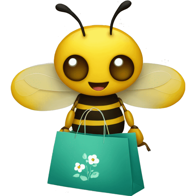 a bee with shopping bag emoji