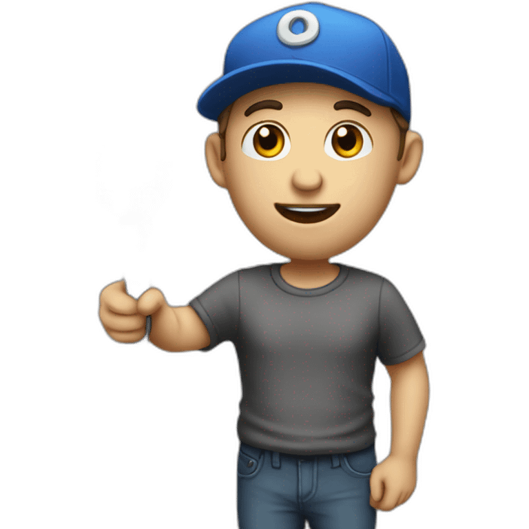 Stand Up actor white skin with a microphone in the hand in a cap  emoji