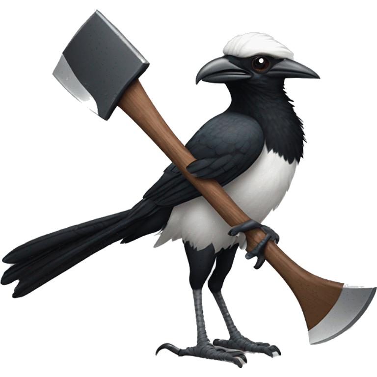 Australian Magpie with axe emoji