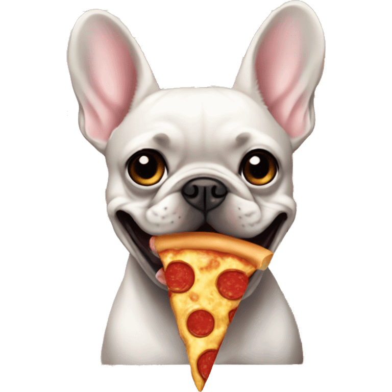 French bulldog eating pizza emoji