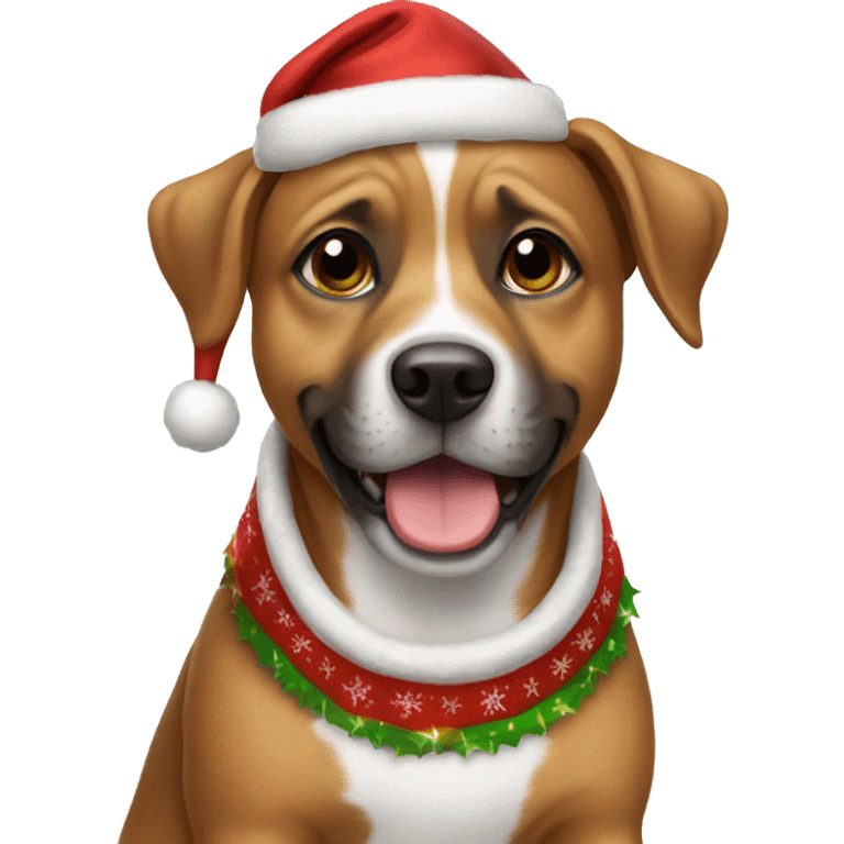 Dog wearing Christmas outfit emoji