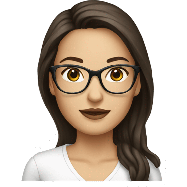 Brunette woman glasses white emoji