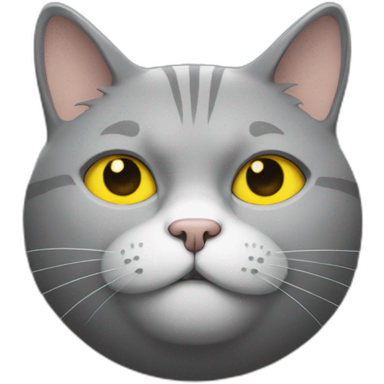 Fat cat grey with yellow eyes emoji