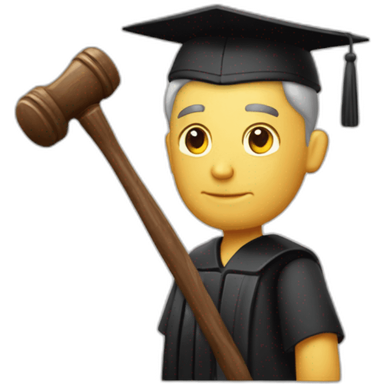 male judge holding a small woodden hammer emoji