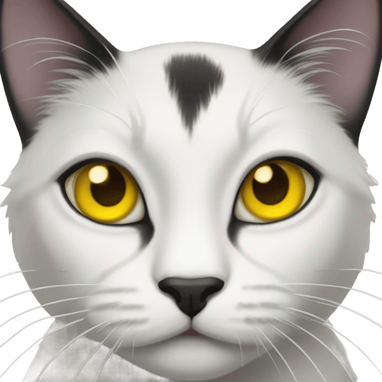 Cat black and white whit yellow eyes emoji