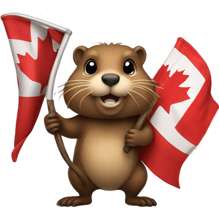 a beaver holding canadian flag emoji