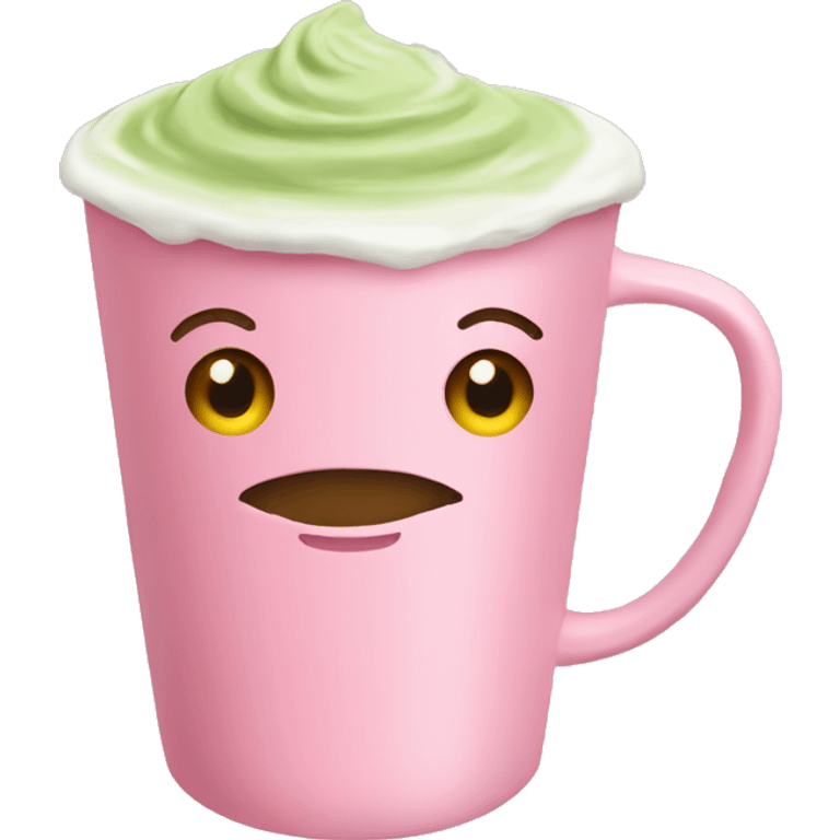 matcha latte in pink cup emoji