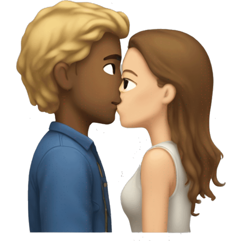 Colored bf kissing white girl with brown hair  emoji