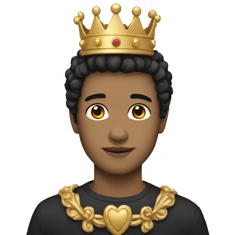 black hair, white boy with crown emoji