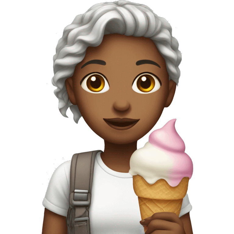 a girl with ice cream emoji