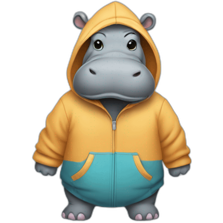 A hippo in a hoodie emoji