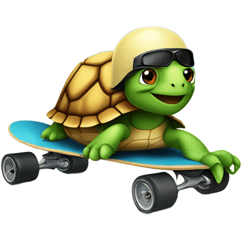 A turtle in a racing helmet, speeding on a skateboard  emoji